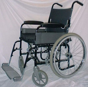Photograph of Ju Gosling's NHS manual folding wheelchair