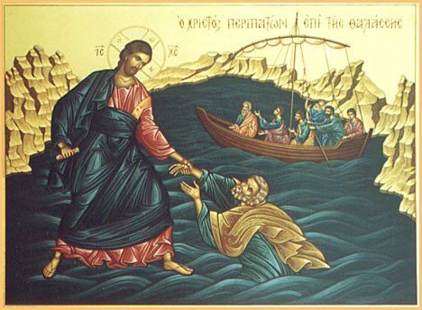 Icon of Christ walking on water