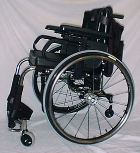 Photograph of Ju Gosling's new hi-tech manual wheelchair